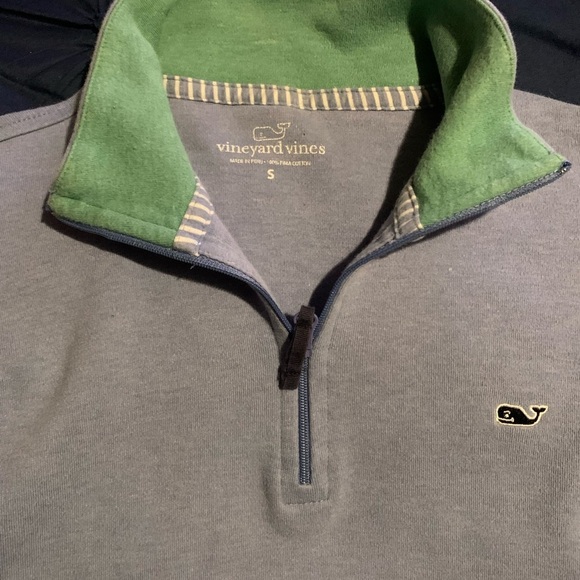 Vineyard Vines small Blue Boxy 1/4 zip pullover with Polo Collar - Picture 2 of 7